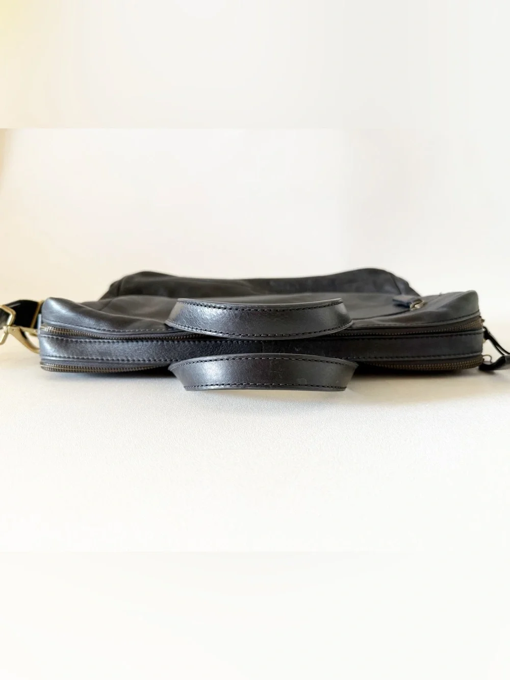 Fossil Briefcase Messenger Bag Leather Classic Minimalist Black